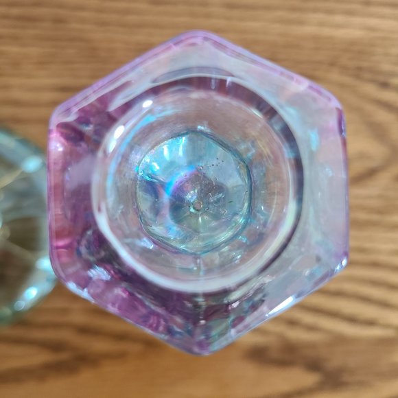 PartyLite Mardi Gras Colorful Tapered Candlestick Holder Pair Set of Two 5" Tall - Picture 15 of 17